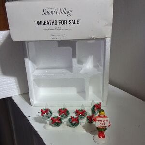 The Original Snow Village 2pc 'Wreaths for Sale' Ceramic Figurines Collectables